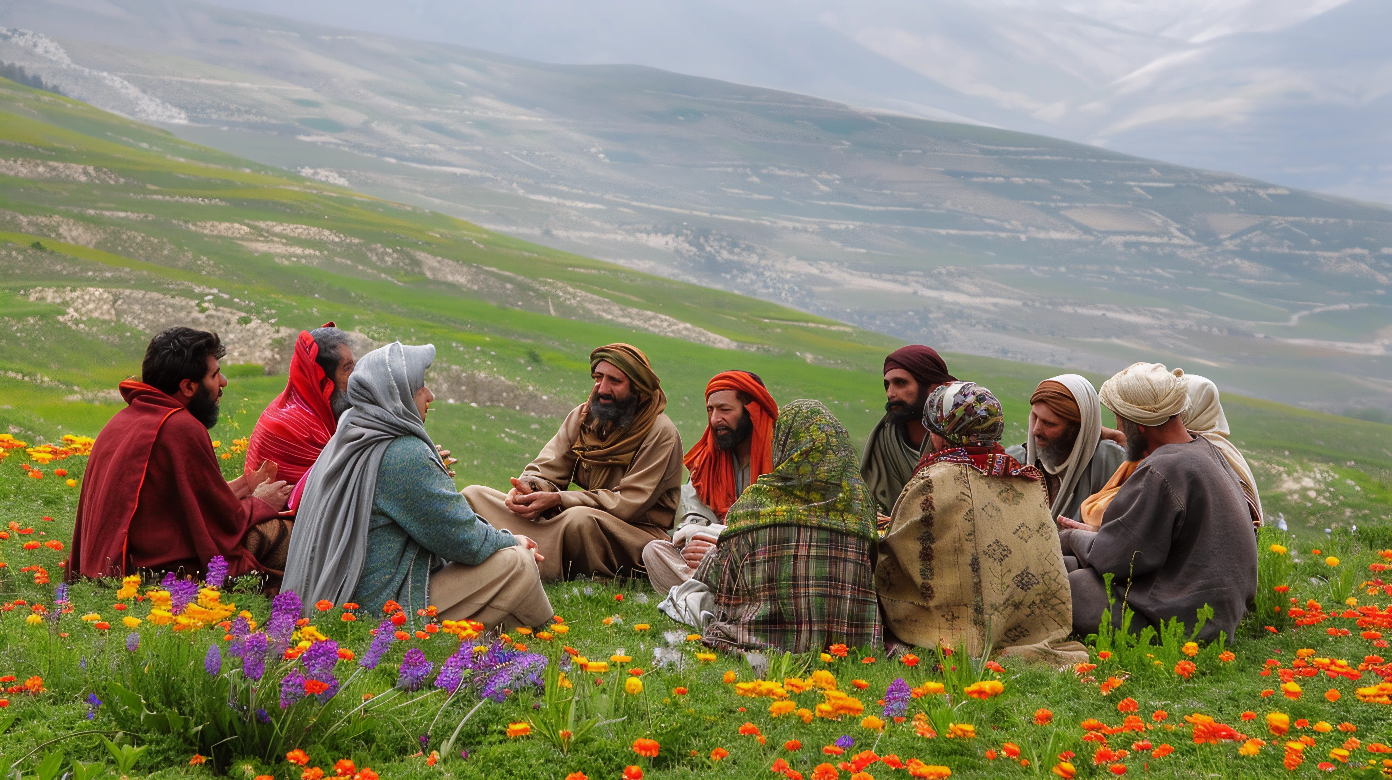 MidJourney dmcfeeters_A_photograph_of_Jesus_teaching_on_a_hillside_besid_b9363d9e-135a-4556-b51e-c745ffba0121_0.CC0.webp